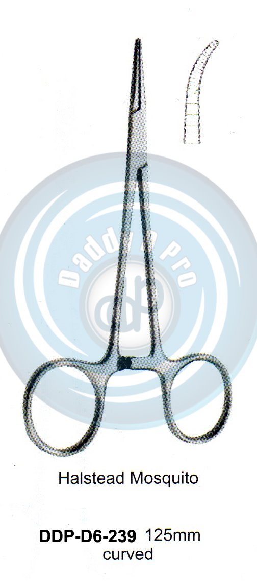 FORCEPS, NEEDLE HOLDER, CLAMPS HALSTEAD MOSQUITO 125MM CURVED