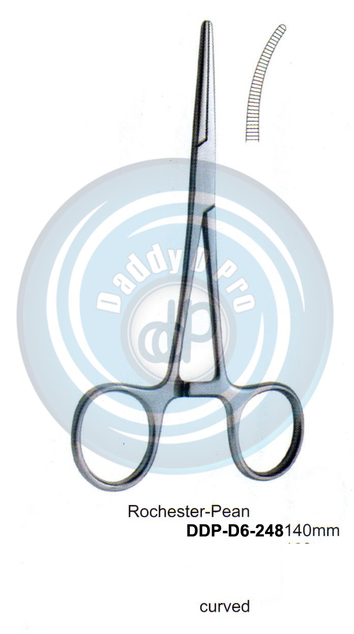 FORCEPS, NEEDLE HOLDER, CLAMPS ROCHESTER-PEAN 140MM CURVED