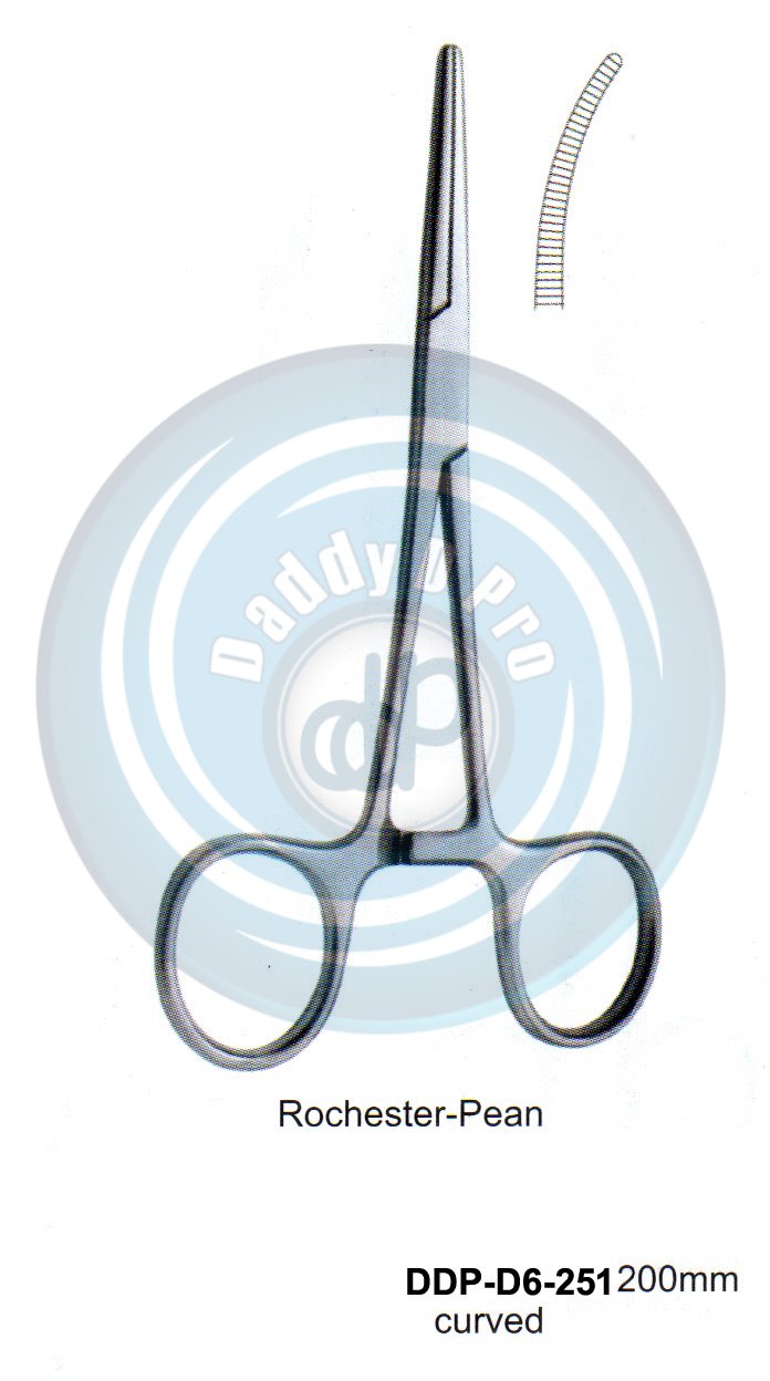 FORCEPS, NEEDLE HOLDER, CLAMPS ROCHESTER-PEAN 200MM CURVED