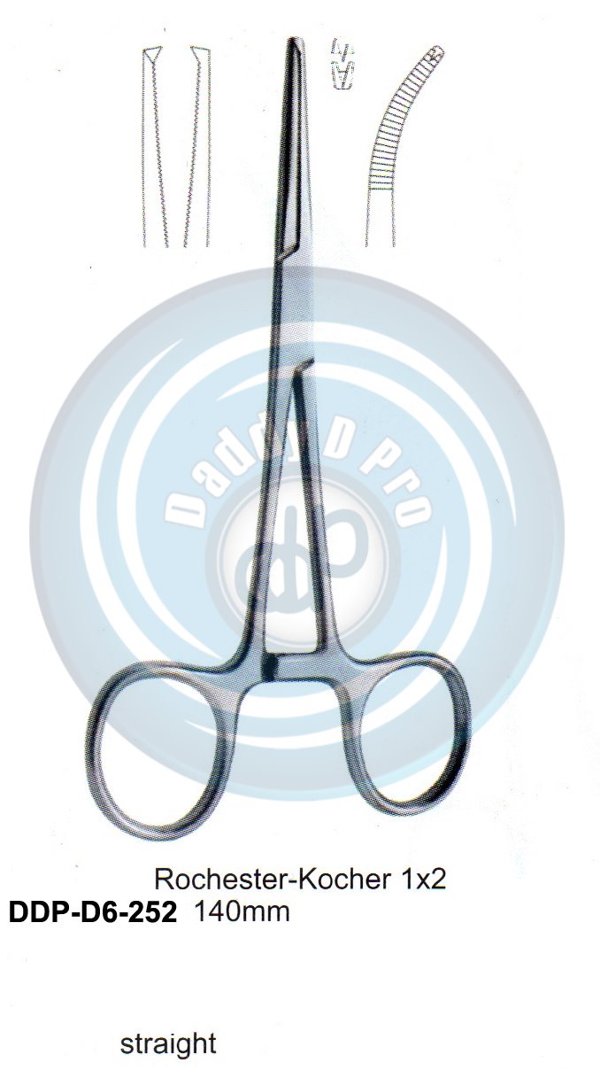 FORCEPS, NEEDLE HOLDER, CLAMPS ROCHESTER-KOCHER 1X2 TEETH 140MM STRAIGHT