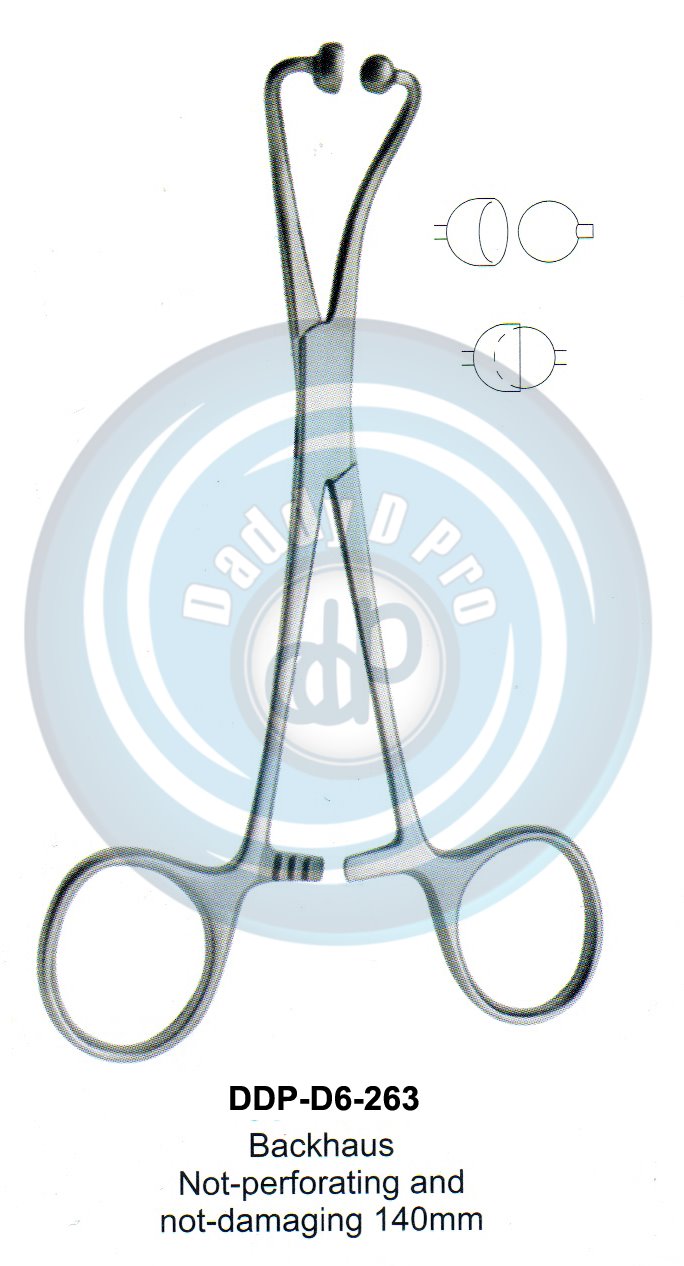 FORCEPS, NEEDLE HOLDER, CLAMPS BACKHAUS NOT-PERFORATING AND NOT-DAMAGING 140MM