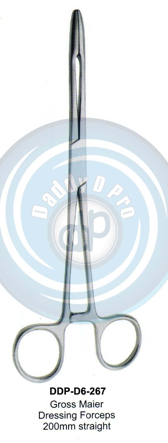 FORCEPS, NEEDLE HOLDER, CLAMPS GROSS MAIER DRESSING FORCEPS  200MM STRAIGHT