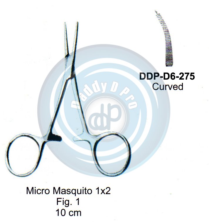 FORCEPS, NEEDLE HOLDER, CLAMPS MICRO MASQUITO FIG.1 10CM 1X2 TEETH CURVED