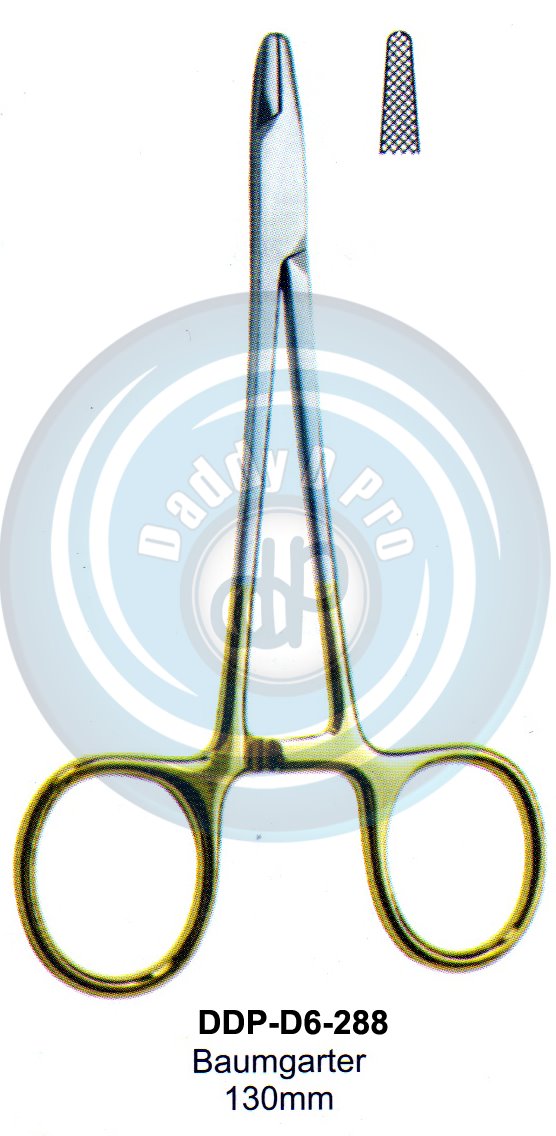 FORCEPS, NEEDLE HOLDER, CLAMPS  T.C. GOLD BAUMGARTER 130MM