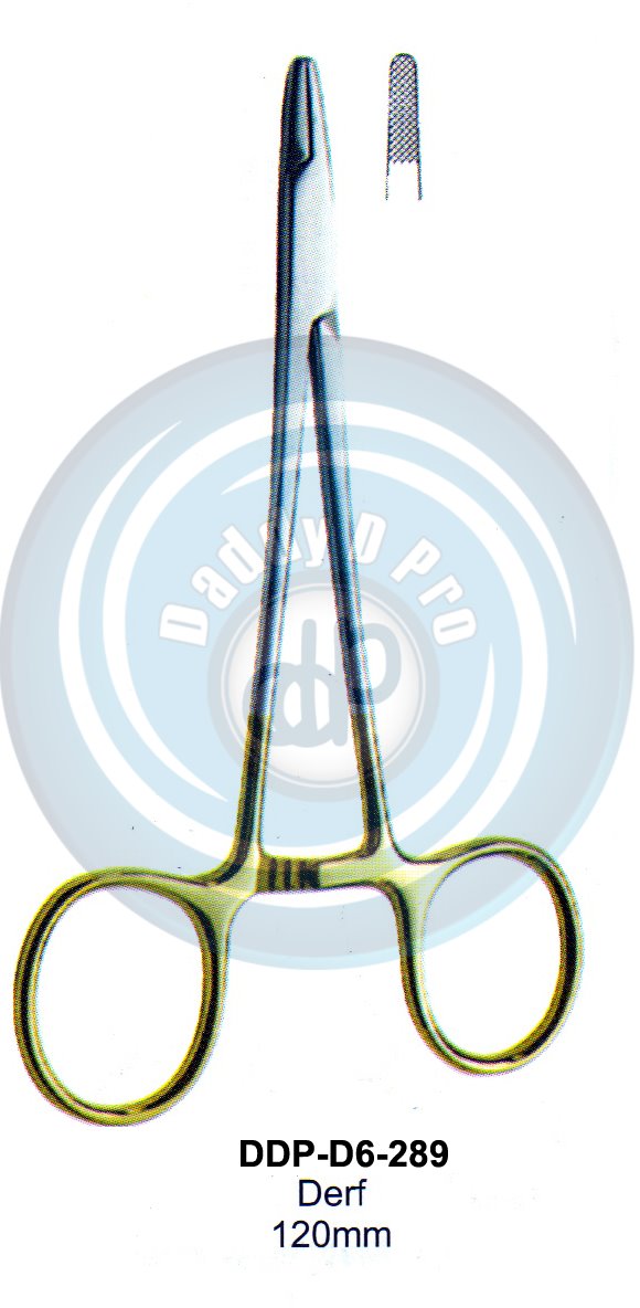 FORCEPS, NEEDLE HOLDER, CLAMPS  T.C. GOLD DERF 120MM