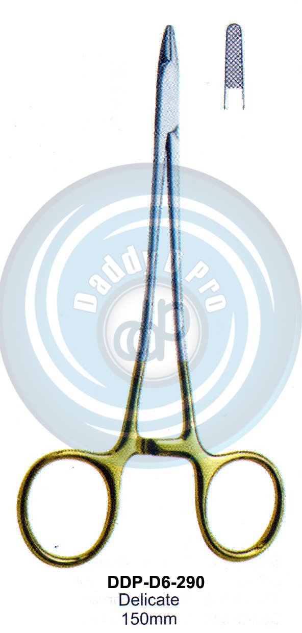 FORCEPS, NEEDLE HOLDER, CLAMPS  T.C. GOLD DELICATE 150MM