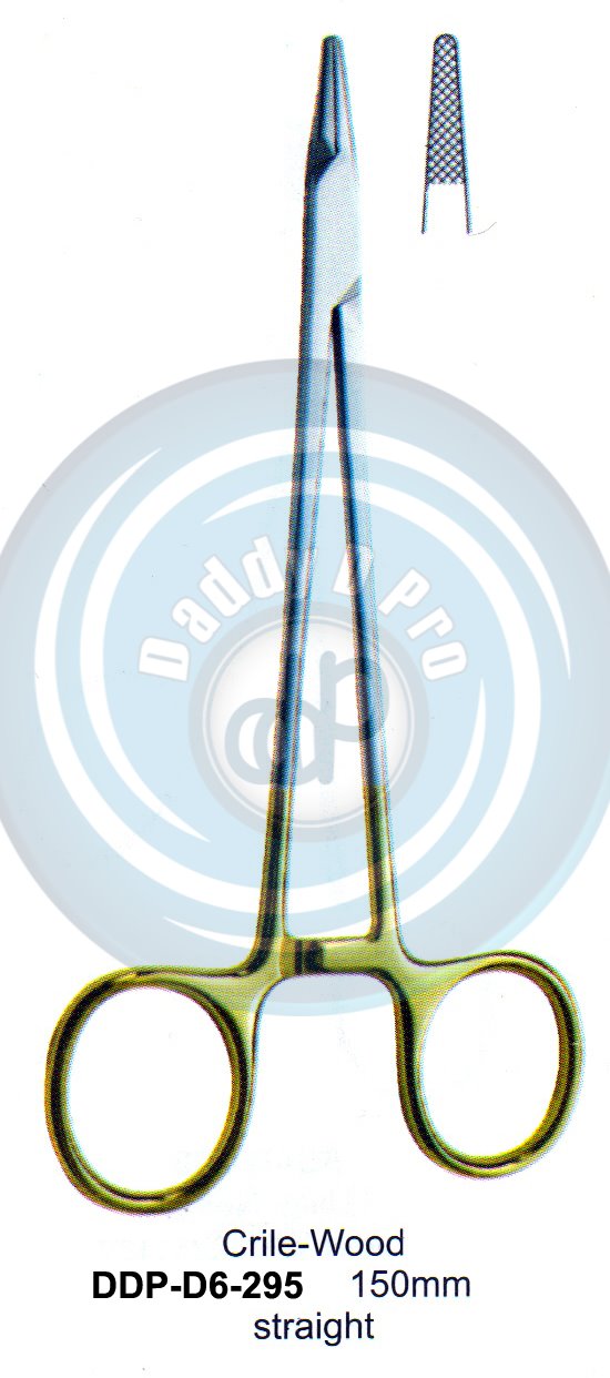 FORCEPS, NEEDLE HOLDER, CLAMPS  T.C. GOLD CRIILE-WOOD 150MM STRAIGHT