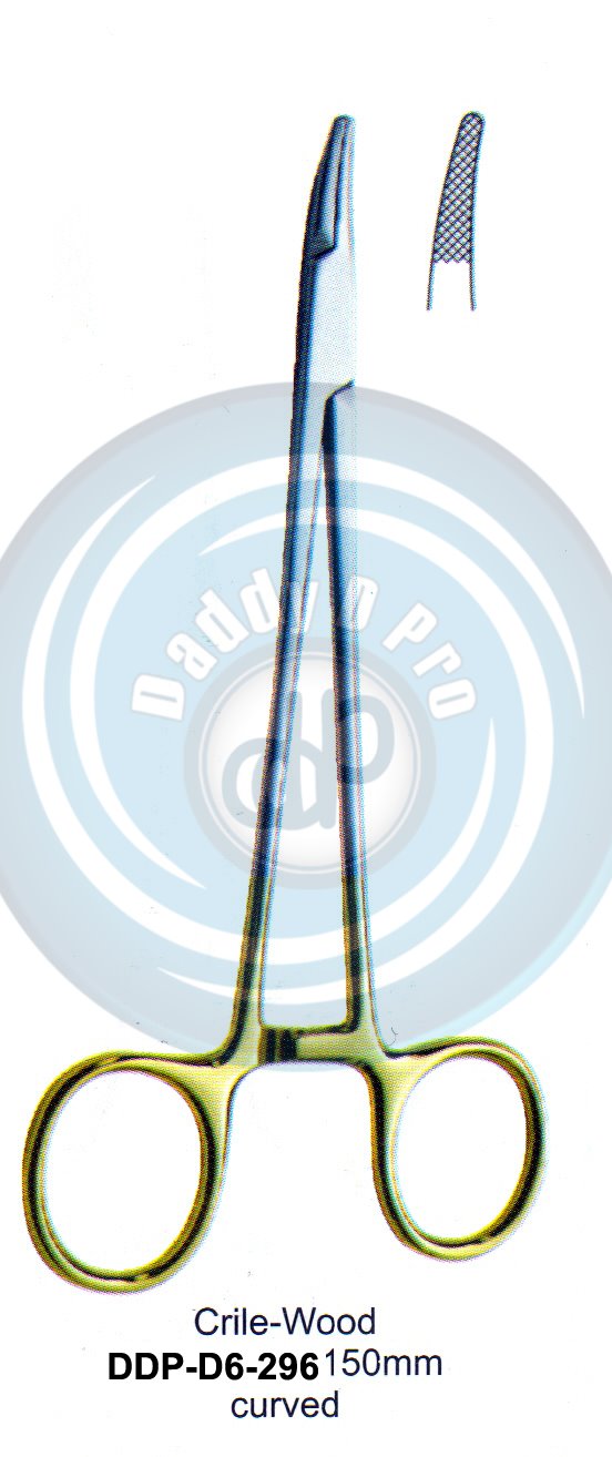 FORCEPS, NEEDLE HOLDER, CLAMPS  T.C. GOLD CRIILE-WOOD 150MM CURVED