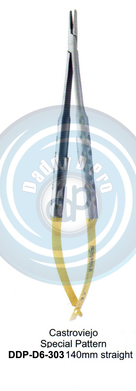 FORCEPS, NEEDLE HOLDER, CLAMPS  T.C. GOLD CASTROVEIJO SPECIAL PATTERN 140MM STRAIGHT