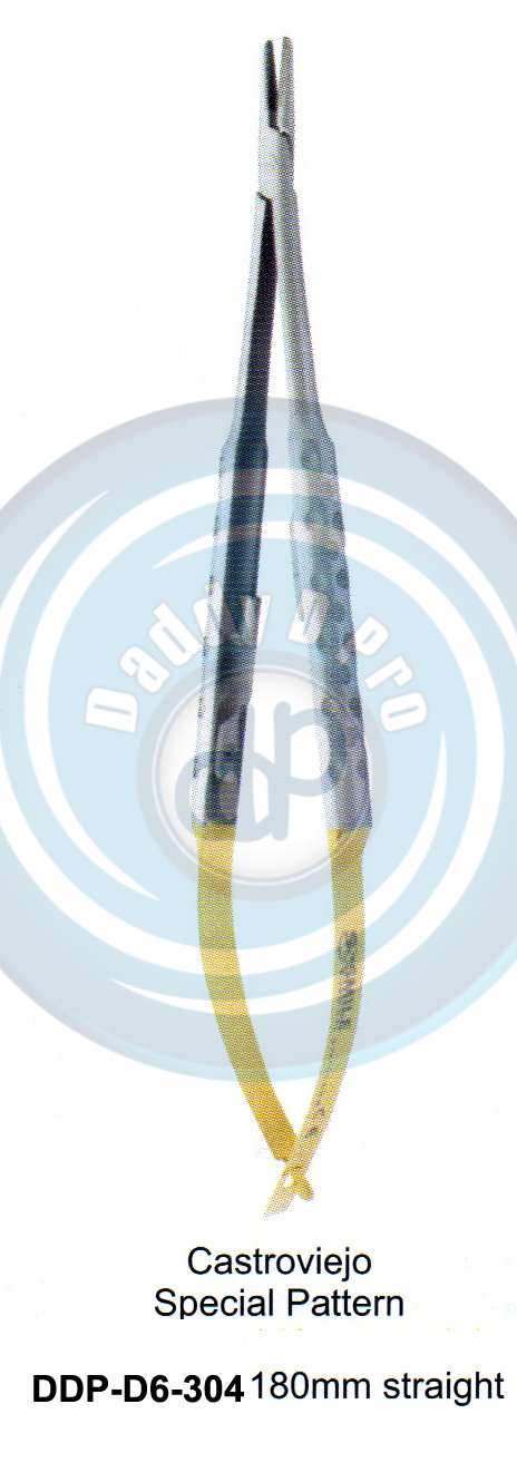 FORCEPS, NEEDLE HOLDER, CLAMPS  T.C. GOLD CASTROVEIJO SPECIAL PATTERN 180MM STRAIGHT
