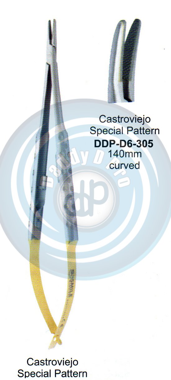 FORCEPS, NEEDLE HOLDER, CLAMPS  T.C. GOLD CASTROVEIJO SPECIAL PATTERN 140MM CURVED