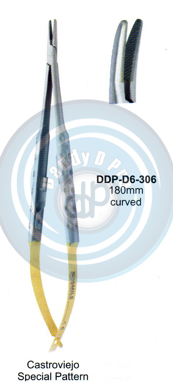 FORCEPS, NEEDLE HOLDER, CLAMPS  T.C. GOLD CASTROVEIJO SPECIAL PATTERN 180MM CURVED