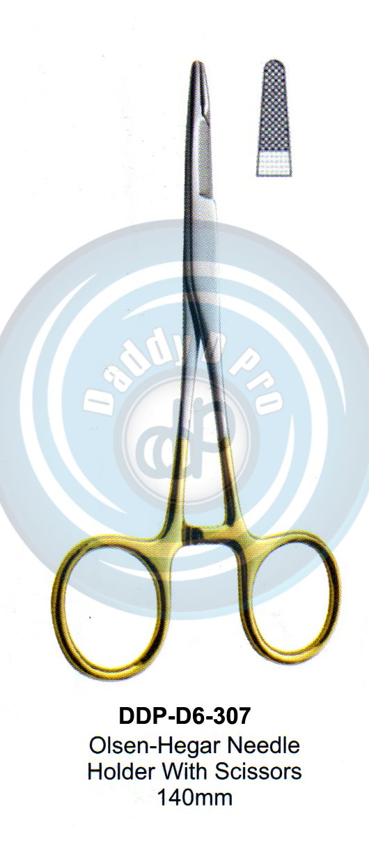FORCEPS, NEEDLE HOLDER, CLAMPS  T.C. GOLD OLSEN-HEGAR NEEDLE HOLDER WITH SCISSORS 140MM