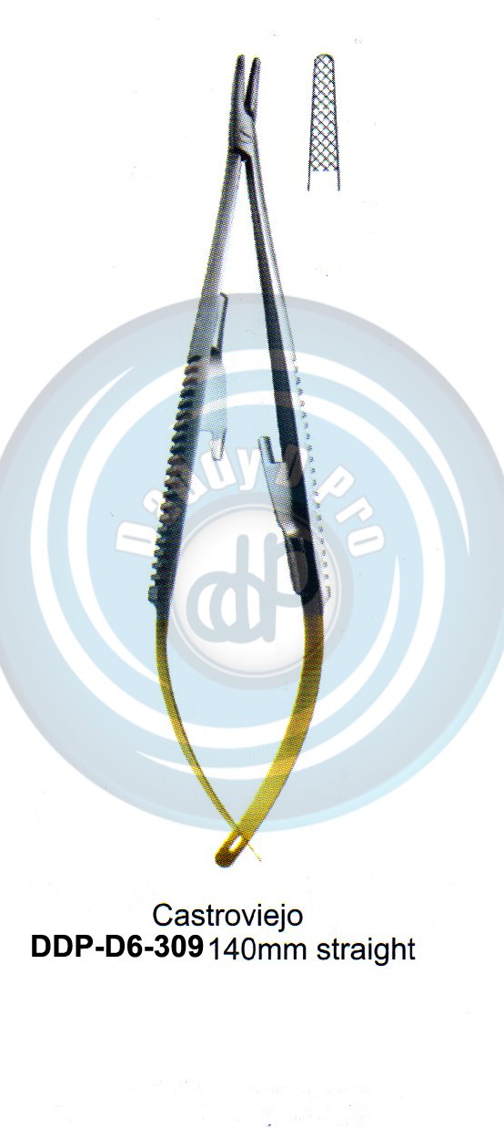 FORCEPS, NEEDLE HOLDER, CLAMPS  T.C. GOLD CASTROVIEJO 140MM STRAIGHT