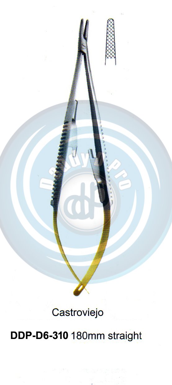 FORCEPS, NEEDLE HOLDER, CLAMPS  T.C. GOLD CASTROVIEJO 180MM STRAIGHT