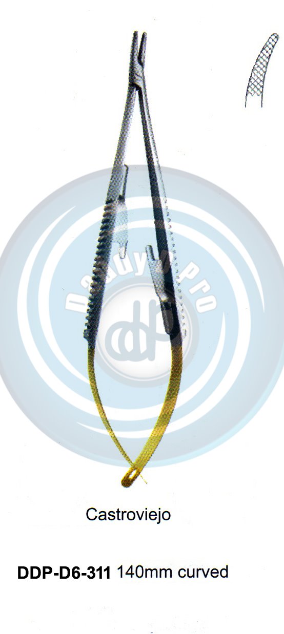 FORCEPS, NEEDLE HOLDER, CLAMPS  T.C. GOLD CASTROVIEJO 140MM CURVED