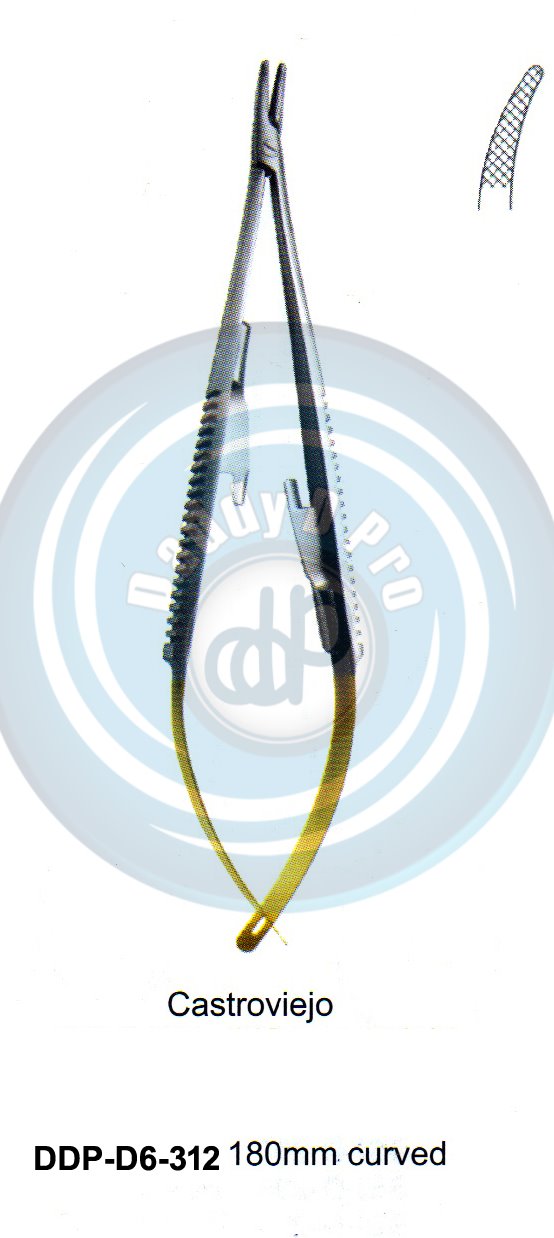 FORCEPS, NEEDLE HOLDER, CLAMPS  T.C. GOLD CASTROVIEJO 180MM CURVED
