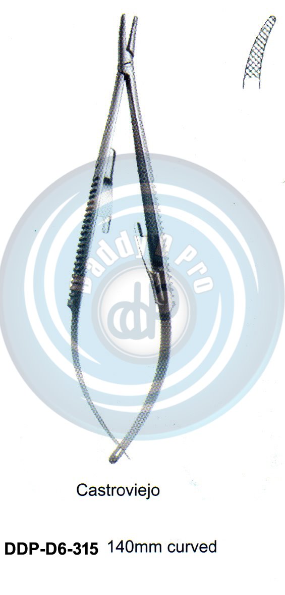 FORCEPS, NEEDLE HOLDER, CLAMPS   CASTROVIEJO 140MM CURVED