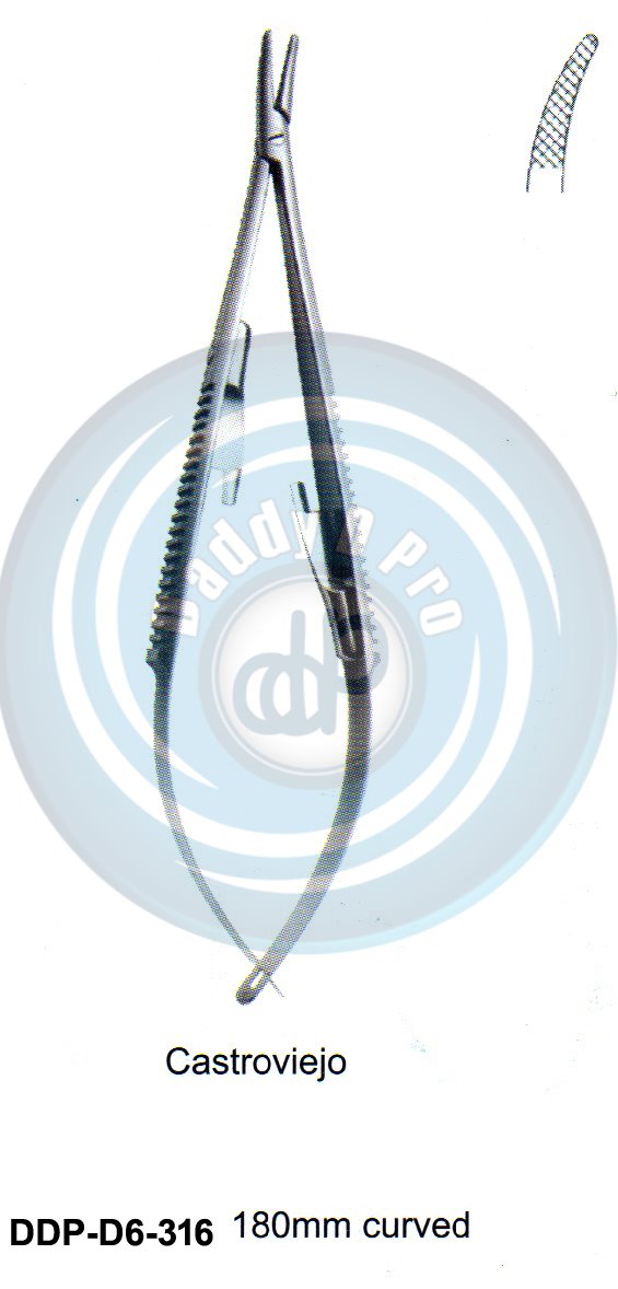 FORCEPS, NEEDLE HOLDER, CLAMPS  CASTROVIEJO 180MM CURVED