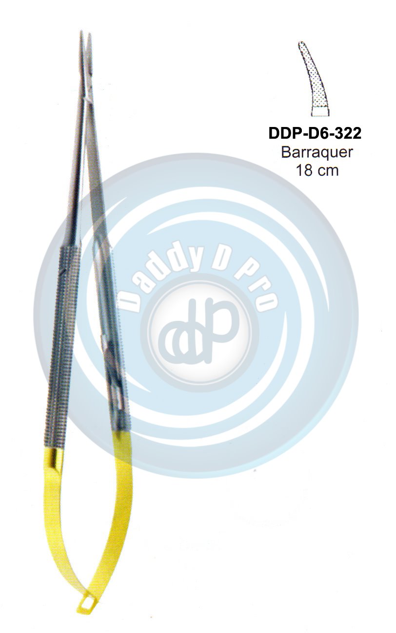 FORCEPS, NEEDLE HOLDER, CLAMPS  BARRABQUER 18CM CURVED