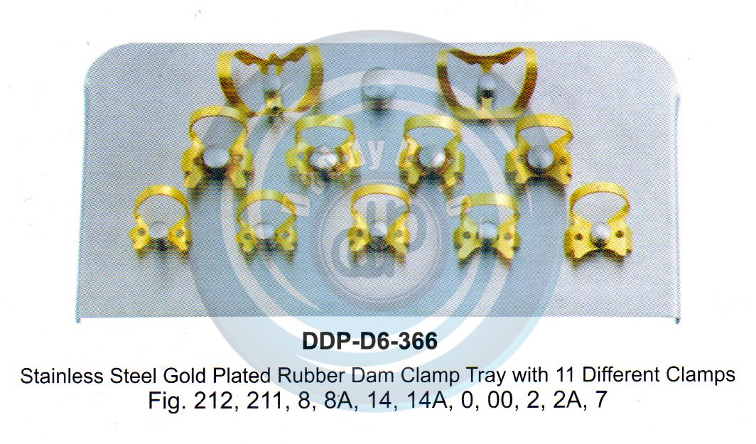 RUBBER DAM FORCEPS & CLAMPS STAONLESS STEEL GOLD PLATED RUBBER DAM CLAMP TRAY