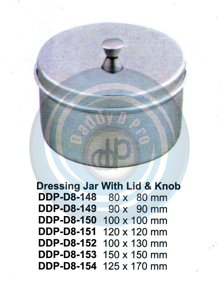 HOLLOW WARE INSTRUMENTS  DRESSING JAR WITH LID & KNOB