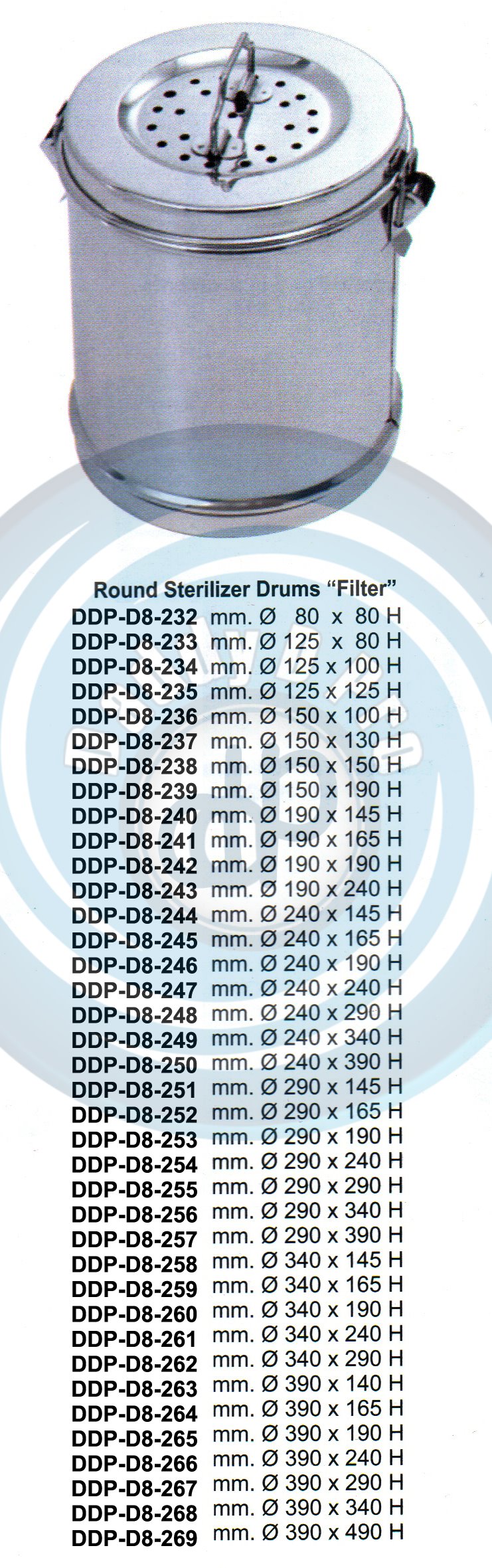 HOLLOW WARE INSTRUMENTS  ROUND STERILIZATION DRUMS FILTER